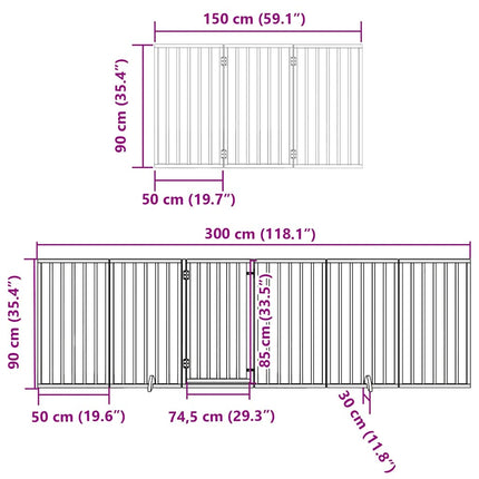 Hondenhek Inklapbaar Met Deur 9 Panelen 450 Cm Populierenhout