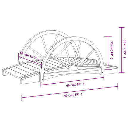 Tuinbrug Met Half Wiel 99X50X38 Cm Massief Vurenhout Oranje