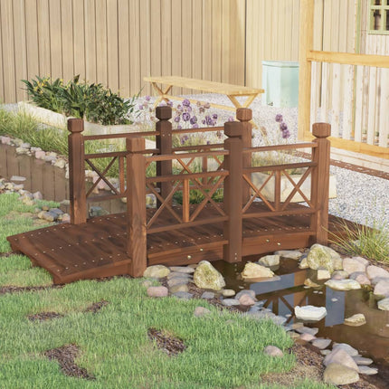 Tuinbrug Met Leuningen 150X67X56 Cm Massief Vurenhout