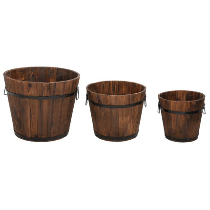 Plantenbakset Houten Emmer 3-Delig Massief Vurenhout
