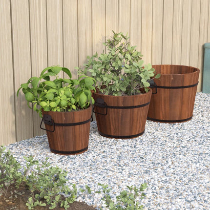 Plantenbakset Houten Emmer 3-Delig Massief Vurenhout