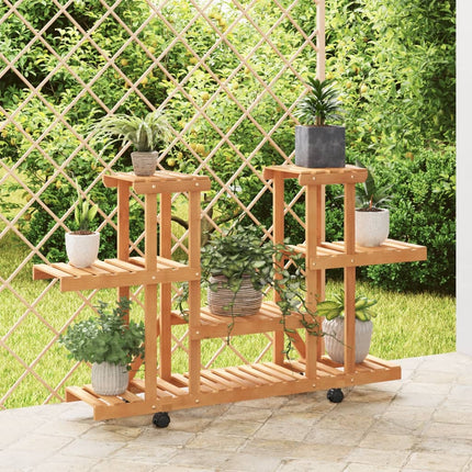 Plantenstandaard Met Wielen Massief Vurenhout