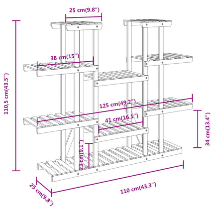 Plantenstandaard 110X25X110,5 Cm Massief Vurenhout