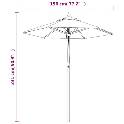 Parasol Met Houten Paal 196X231 Cm Kleurig