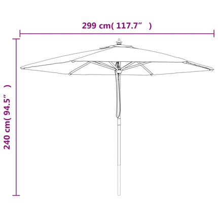 Parasol Met Houten Paal 299X240 Cm