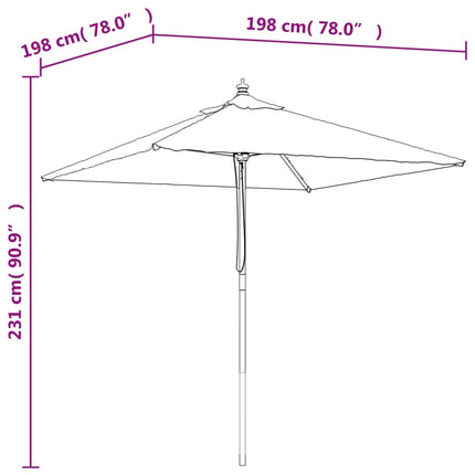 Parasol Met Houten Paal 198X198X231 Cm Kleurig