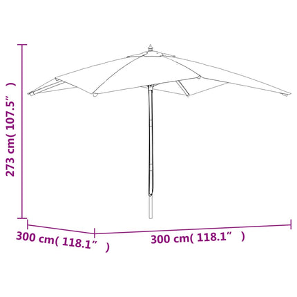 Parasol Met Houten Paal 300X300X273 Cm Kleurig