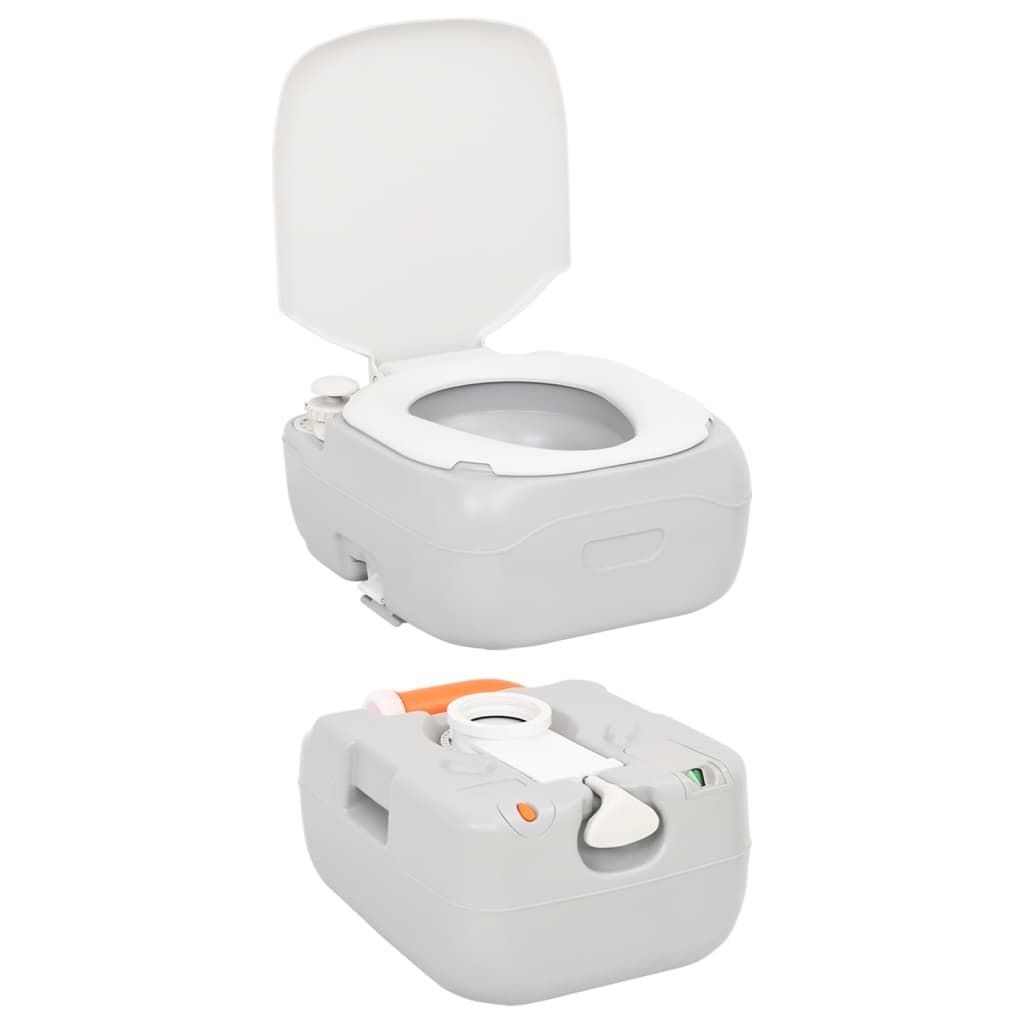 Campingtoilet draagbaar 22+12 L HDPE grijs en wit