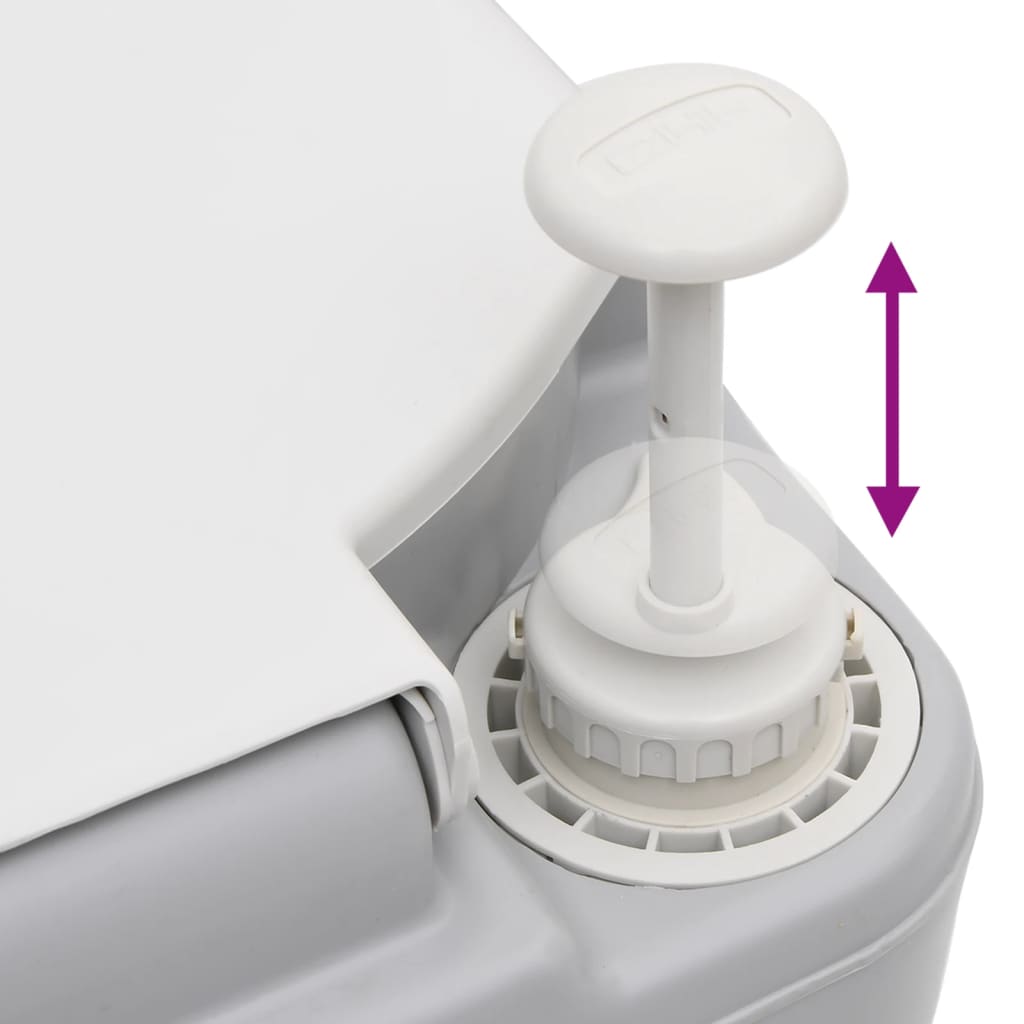 Campingtoilet draagbaar 22+12 L HDPE grijs en wit