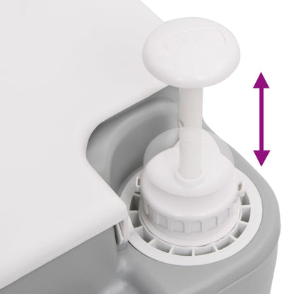 Campingtoilet draagbaar 10+10 L HDPE grijs en wit