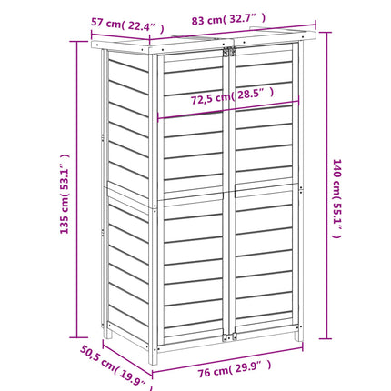 Tuinschuur 83X57X140 Cm Massief Grenenhout
