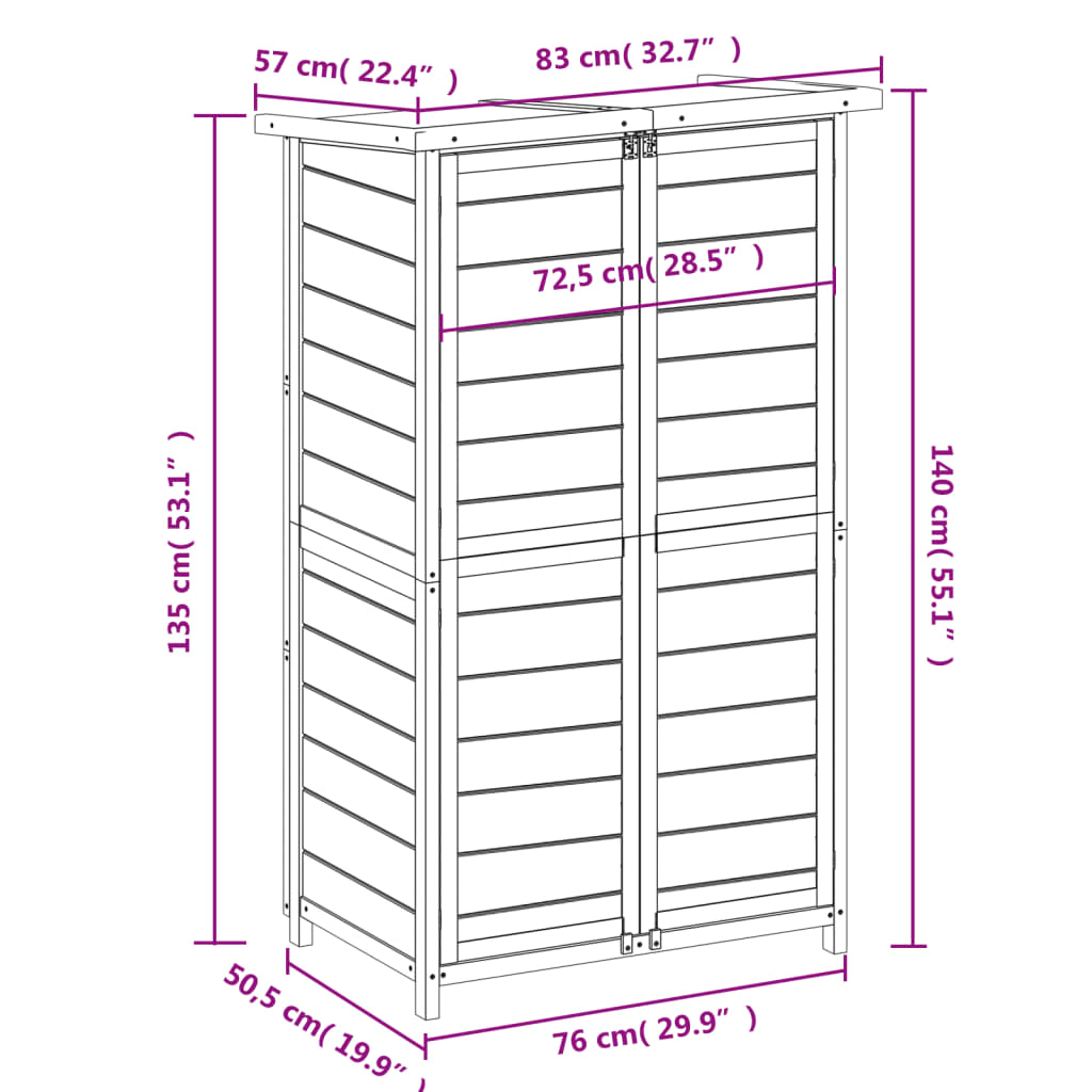 Tuinschuur 83X57X140 Cm Massief Grenenhout Kleurig