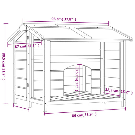 Hondenhok 96X87X80,5 Cm Massief Grenenhout
