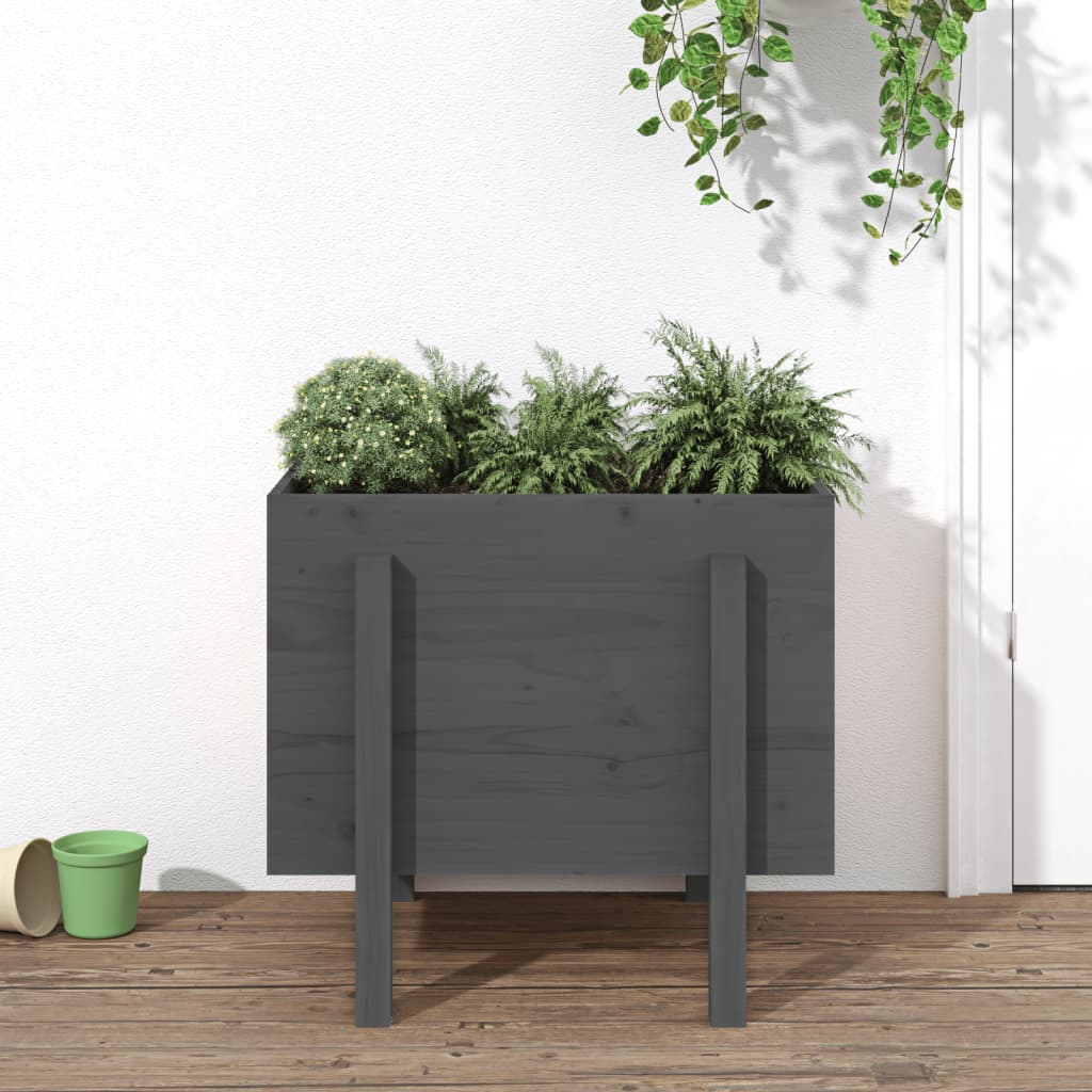 Plantenbak Massief Grenenhout Zwart