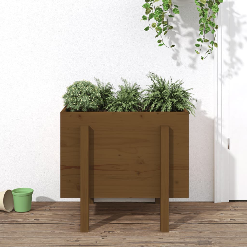 Plantenbak Massief Grenenhout Zwart