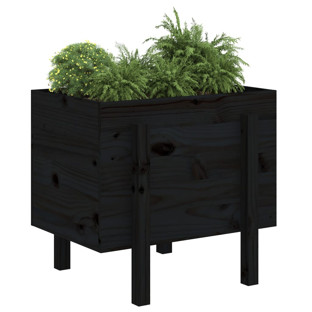 Plantenbak Massief Grenenhout Zwart