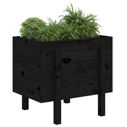 Plantenbak Massief Grenenhout Zwart