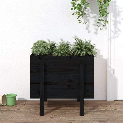 Plantenbak Massief Grenenhout Zwart