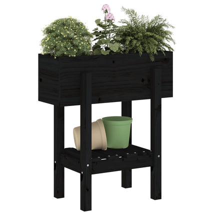 Plantenbak Massief Grenenhout Zwart