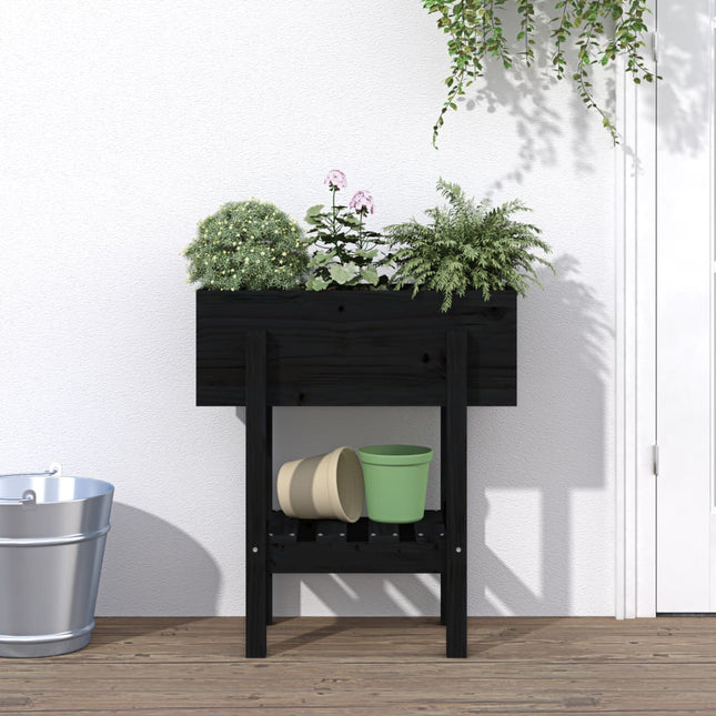Plantenbak Massief Grenenhout Zwart