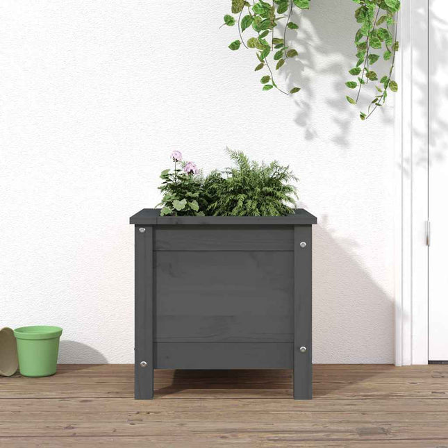 Plantenbak Massief Grenenhout Grijs