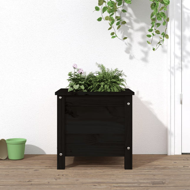 Plantenbak Massief Grenenhout Zwart