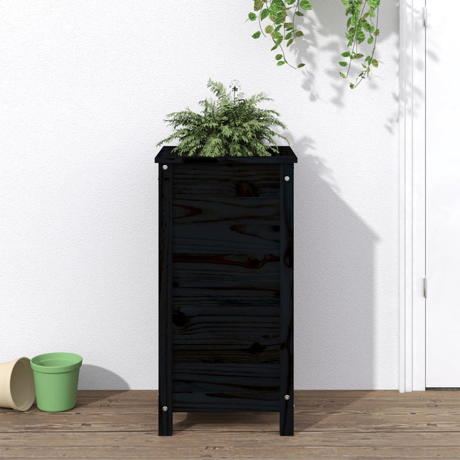 Plantenbak Massief Grenenhout Zwart