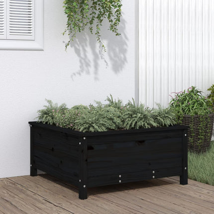Plantenbak 82,5X82,5X39 Cm Massief Grenenhout Zwart