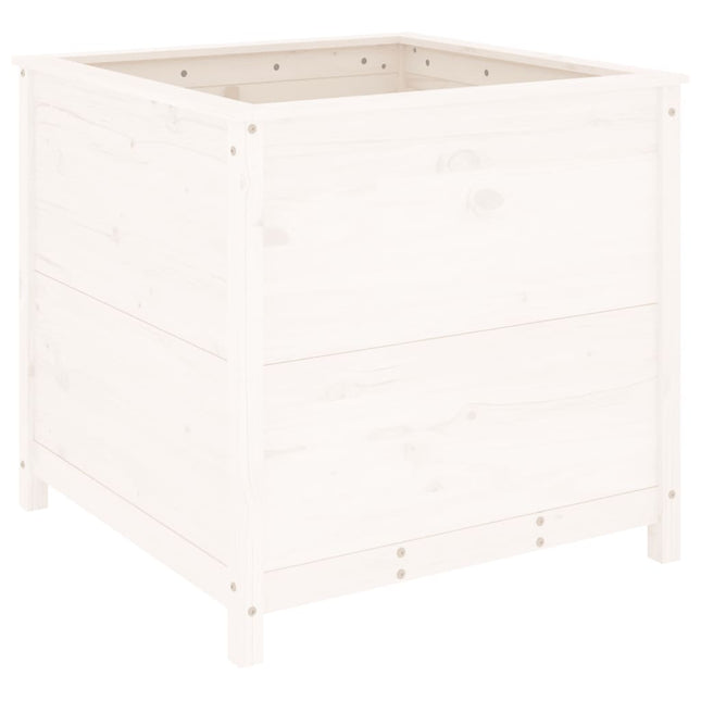 Plantenbak 82,5X82,5X78 Cm Massief Grenenhout Wit