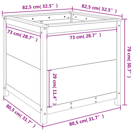 Plantenbak 82,5X82,5X78 Cm Massief Grenenhout Wit