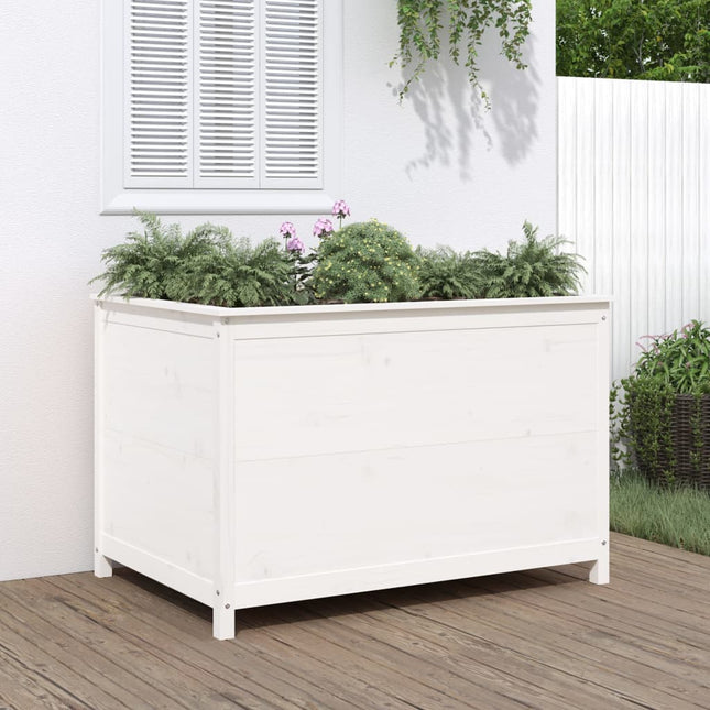 Plantenbak Verhoogd 119,5X82,5X78 Cm Massief Grenenhout Wit