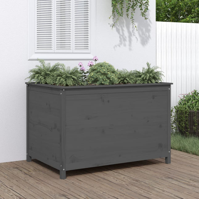 Plantenbak Verhoogd 119,5X82,5X78 Cm Massief Grenenhout Grijs
