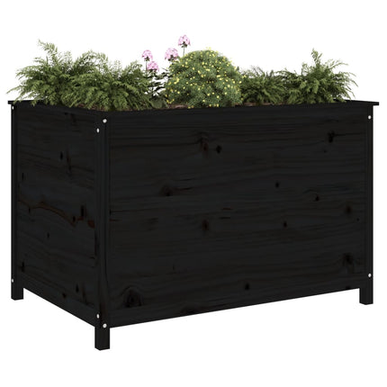 Plantenbak Verhoogd 119,5X82,5X78 Cm Massief Grenenhout Zwart