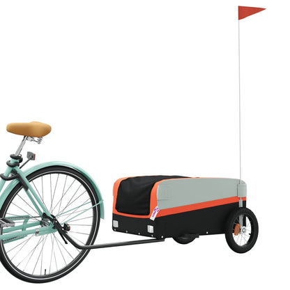 IJzeren fietstrailer 30 kg, kleur zwart en oranje