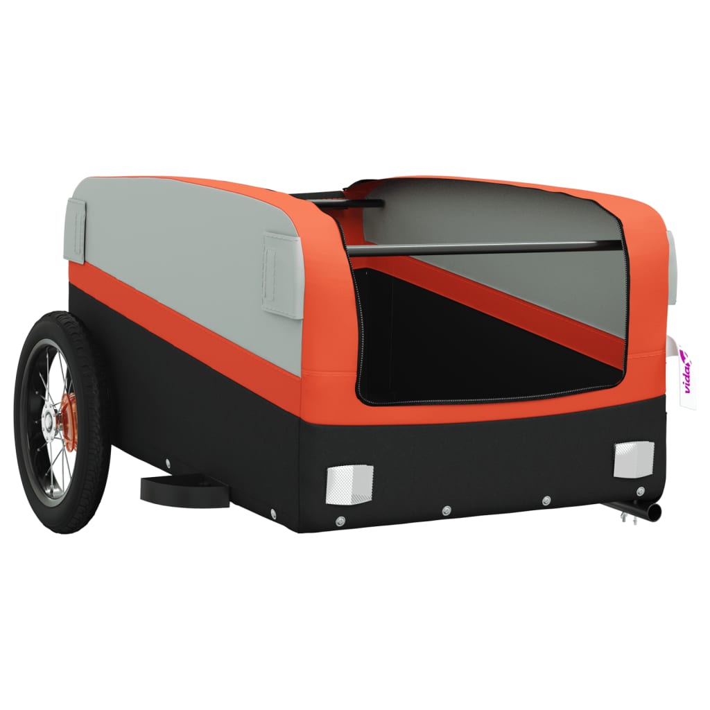 IJzeren fietstrailer 30 kg, kleur zwart en oranje