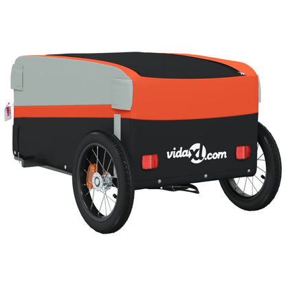 IJzeren fietstrailer 30 kg, kleur zwart en oranje