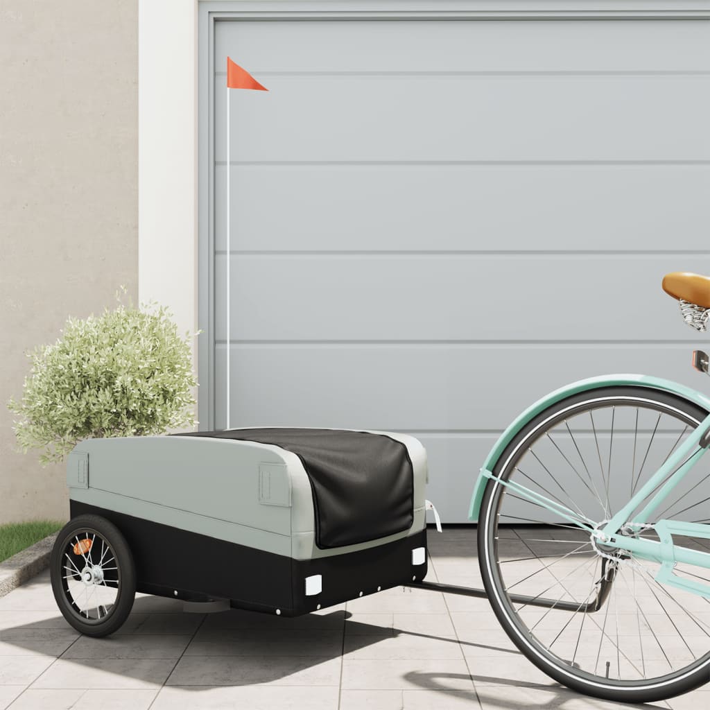 IJzeren fietstrailer 45 kg, kleur: zwart/grijs