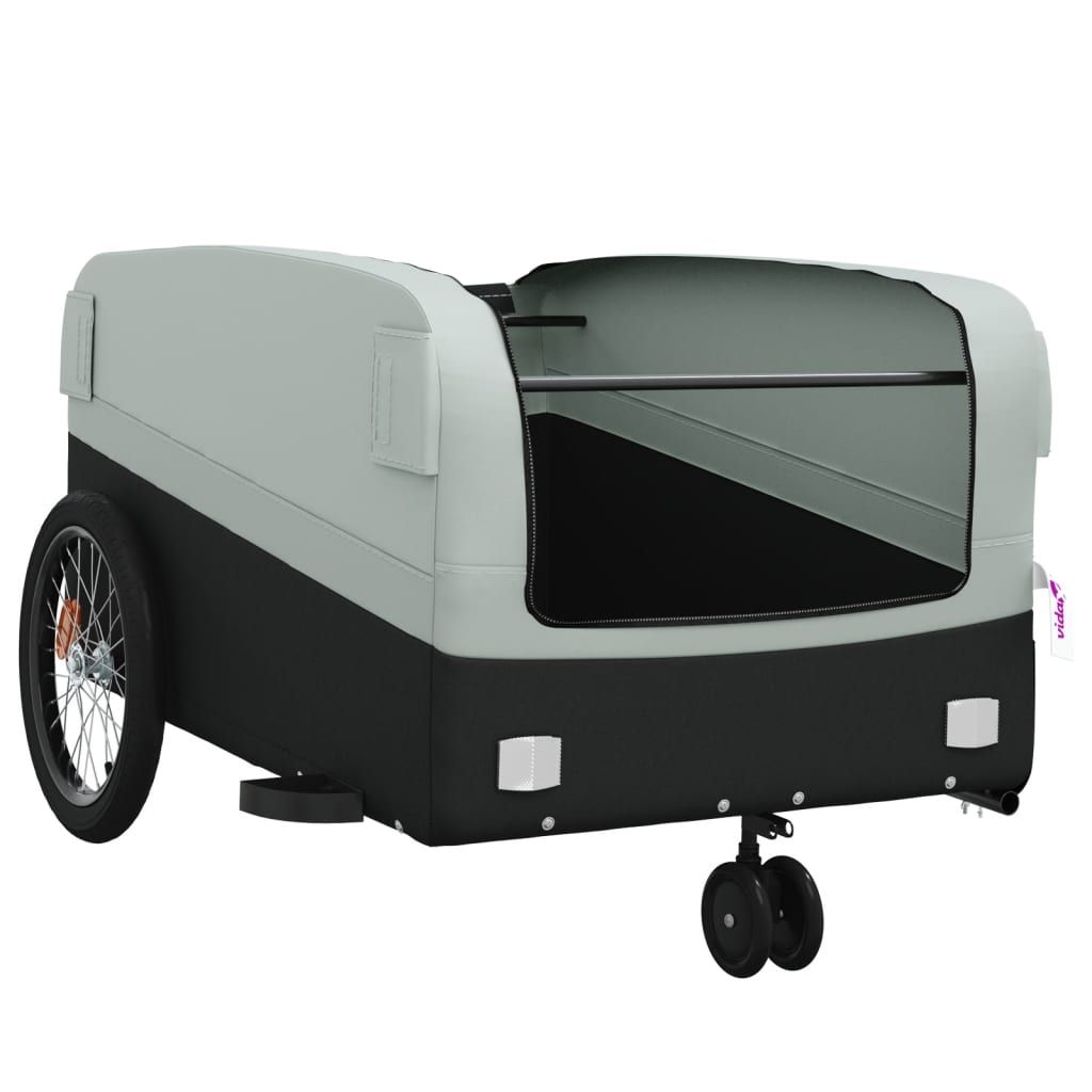 IJzeren fietstrailer 45 kg, kleur: zwart en grijs
