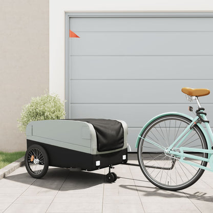 IJzeren fietstrailer 45 kg, kleur: zwart en grijs