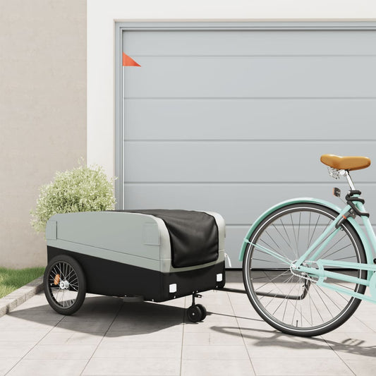 IJzeren fietstrailer 45 kg, kleur: zwart en grijs