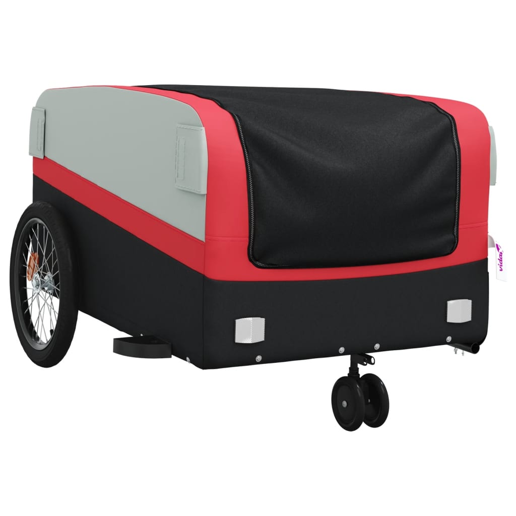 IJzeren fietstrailer 45 kg:  zwart en rood