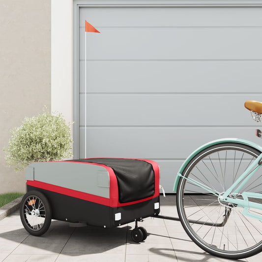 IJzeren fietstrailer 45 kg:  zwart en rood