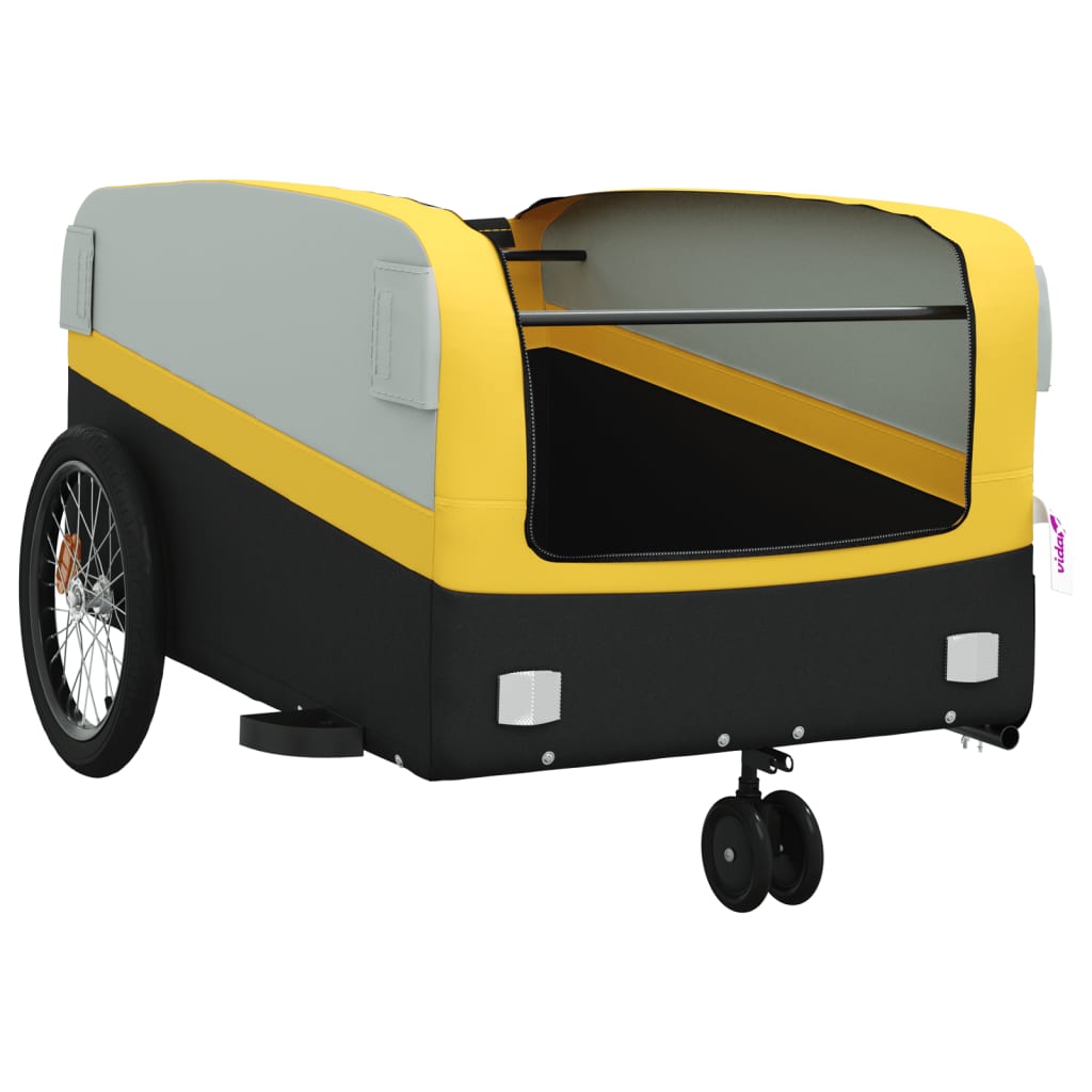 IJzeren fietstrailer 45 kg, zwart en geel