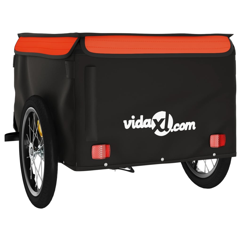 IJzeren fietstrailer 45 kg: zwart en oranje