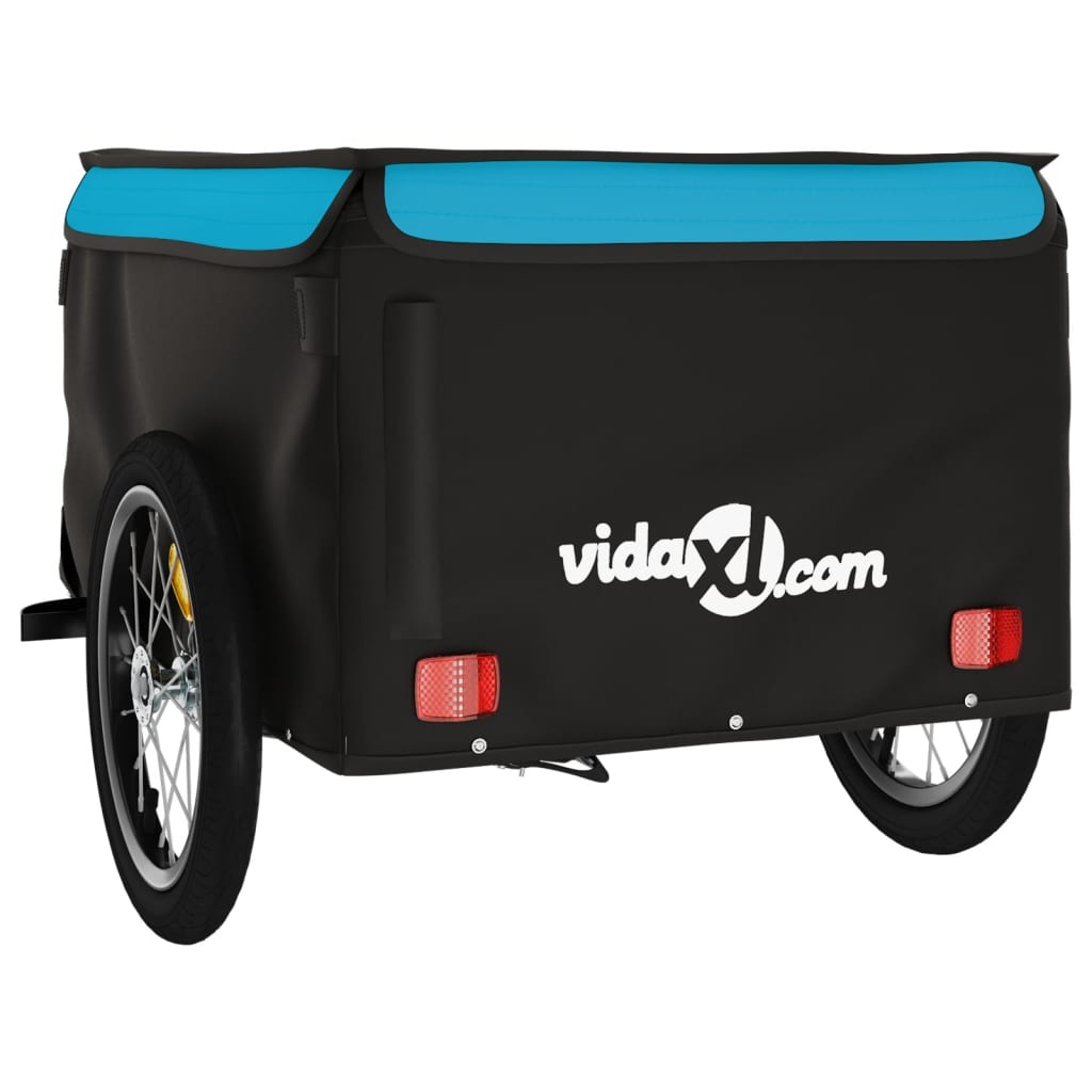 IJzeren fietstrailer 45 kg, kleur: zwart en blauw