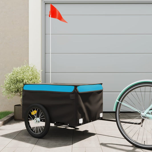 IJzeren fietstrailer 45 kg, kleur: zwart en blauw