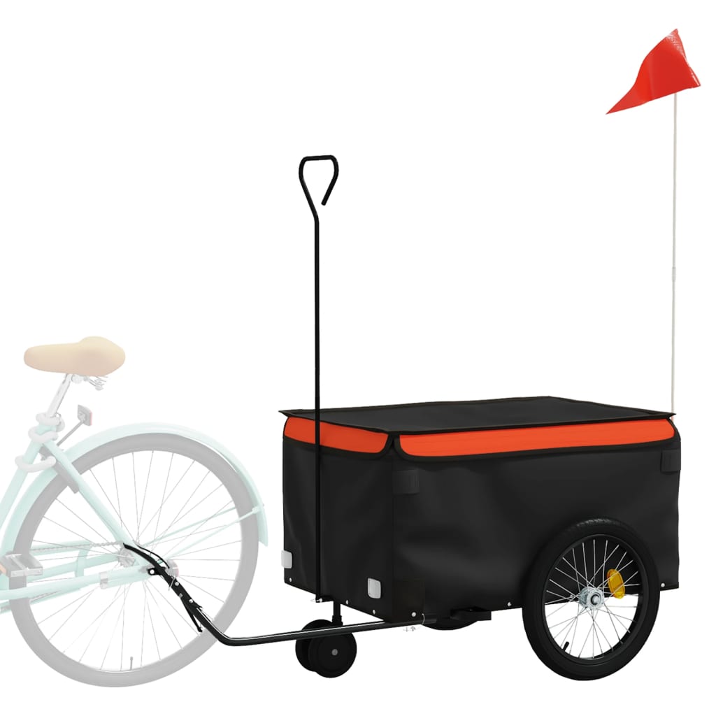 Fietstrailer 30 kg ijzer zwart en oranje