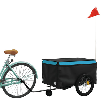 IJzeren fietstrailer 45 kg, zwart en blauw
