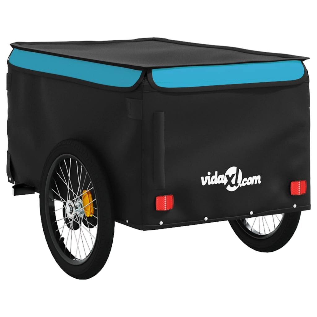 IJzeren fietstrailer 45 kg, zwart en blauw