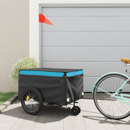 IJzeren fietstrailer 45 kg, zwart en blauw